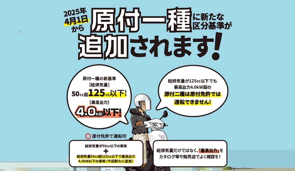 原付一種に新たな区分基準が追加されます！（新基準原付）